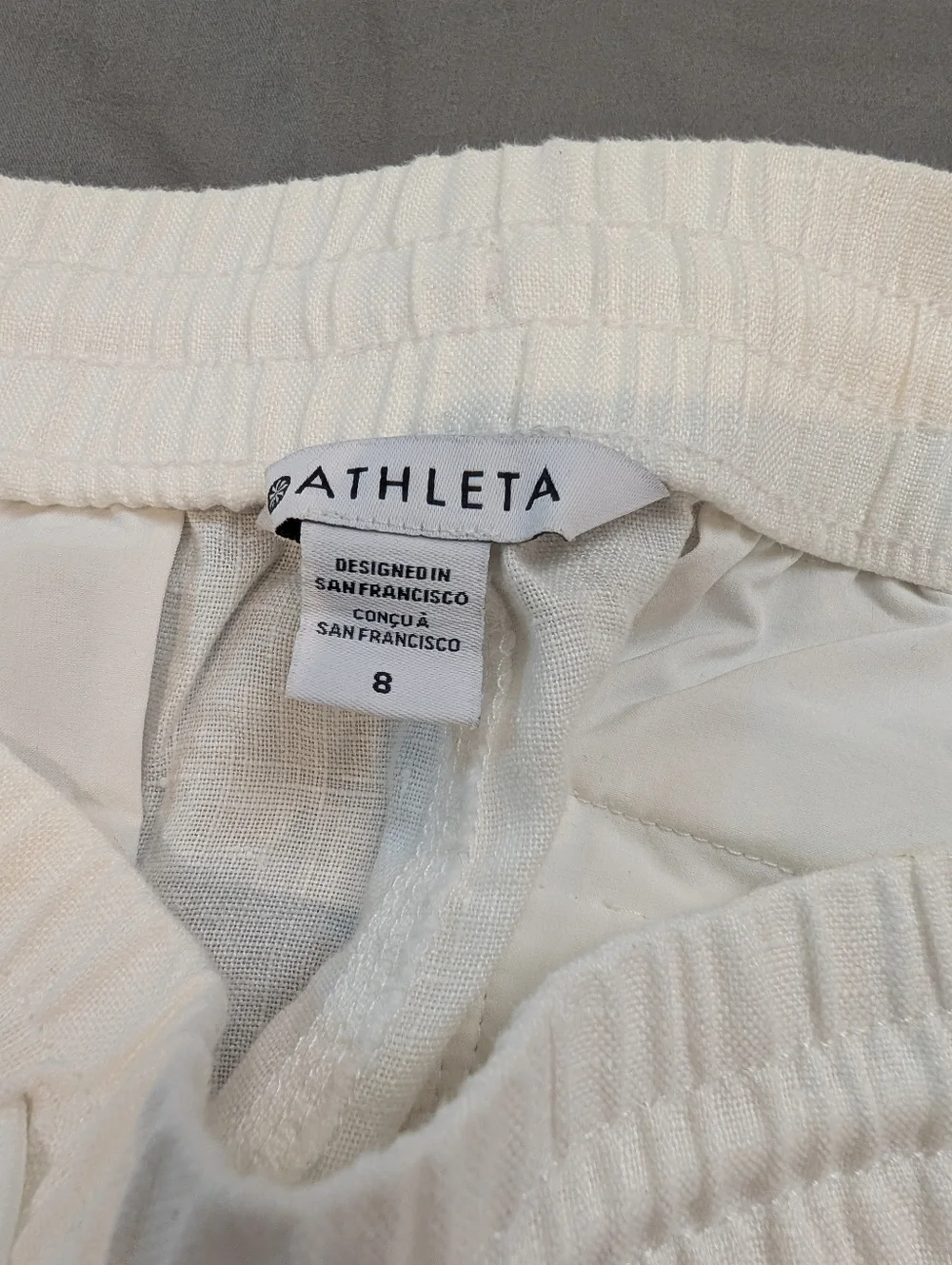 athleta white (calla lily) 100 percent linen NWT size 8 - Picture 6 of 6